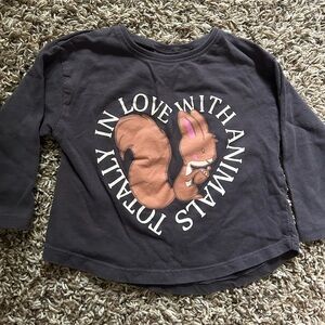 Zara Gray Squirrel Animal Long Sleeve Tee Top Shirt | Size 18-24 Months